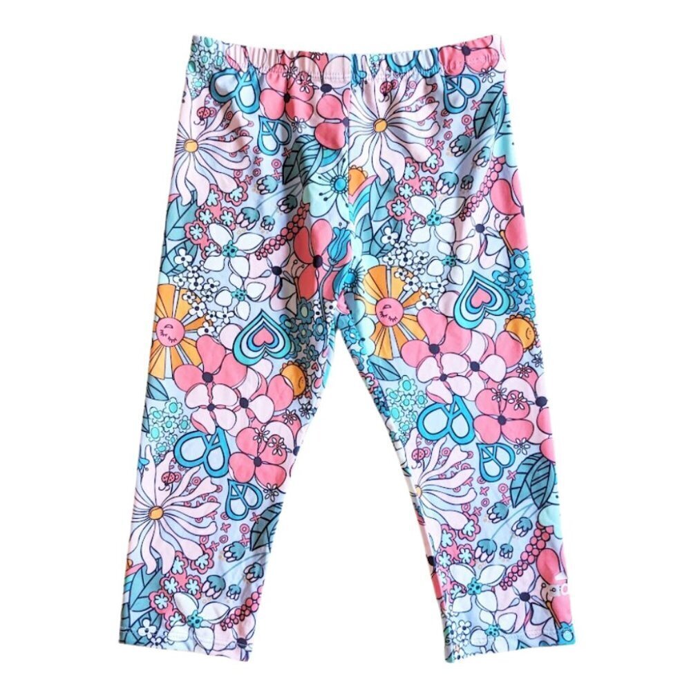 Adidas Flower Floral Print Capri Leggings Girl size 6X